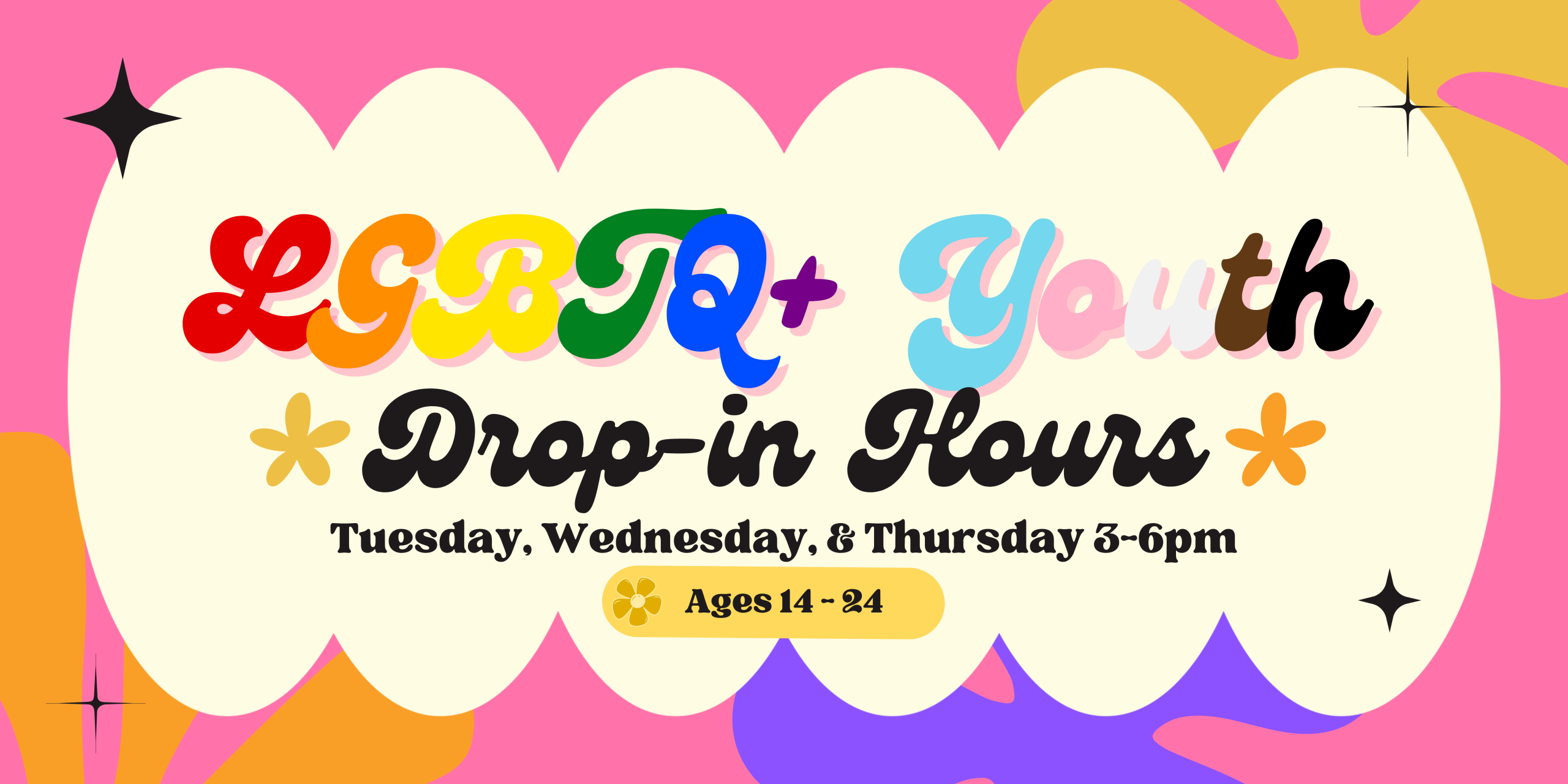 LGBTQ+ Youth Drop-in Hours Banner