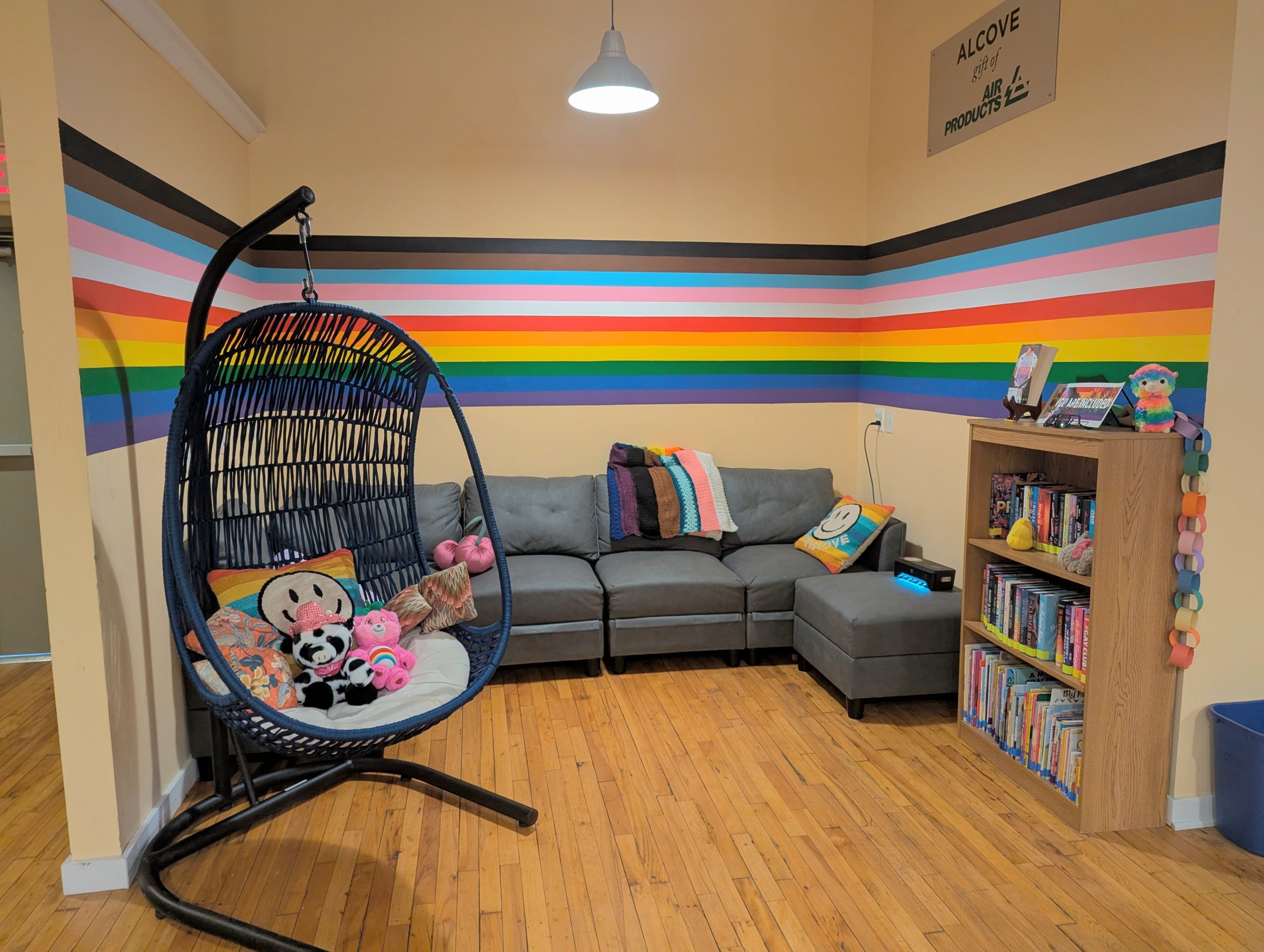 Arts and crafts area inside the youth drop-in center